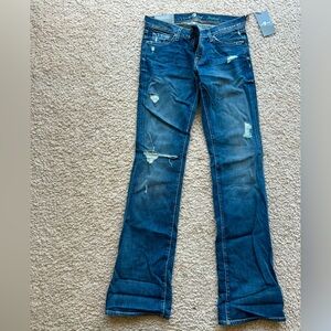 7 For All Mankind Blue Boot Cut Jeans Distressed - NWT!